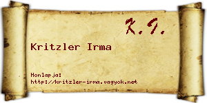 Kritzler Irma névjegykártya