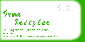 irma kritzler business card